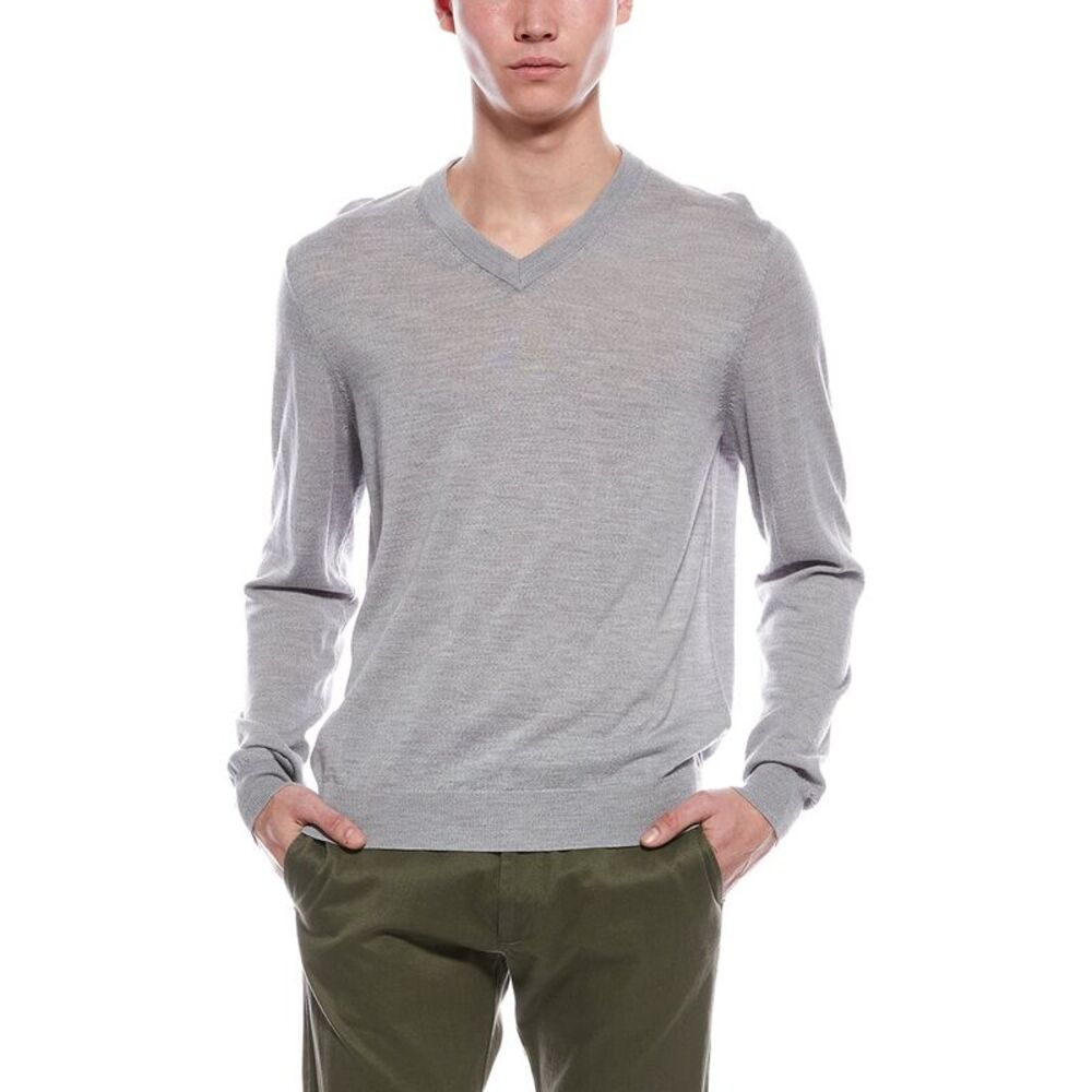 Bruno Magli Mens  Wool V-Neck Sweater, Grey